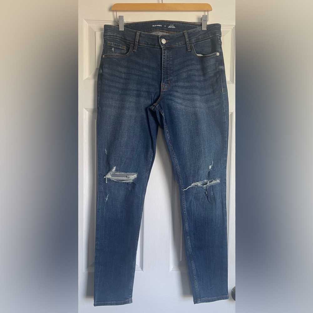 Old Navy Women's Dark Blue Ripped Skinny Jeans